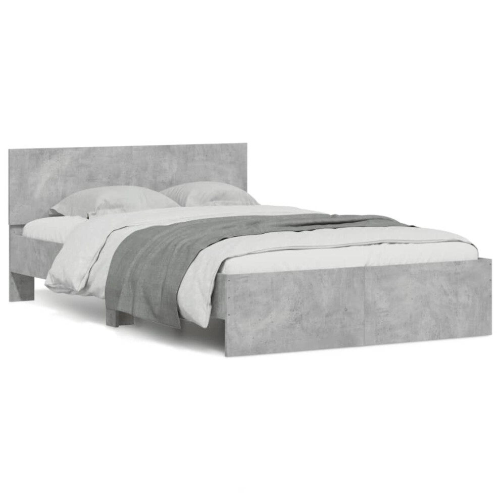 Vidaxl (Concrete Grey, 120 X 200 Cm) Bed Frame With Headboard Bedroom Bed Base Mattress Foundation Bedstead