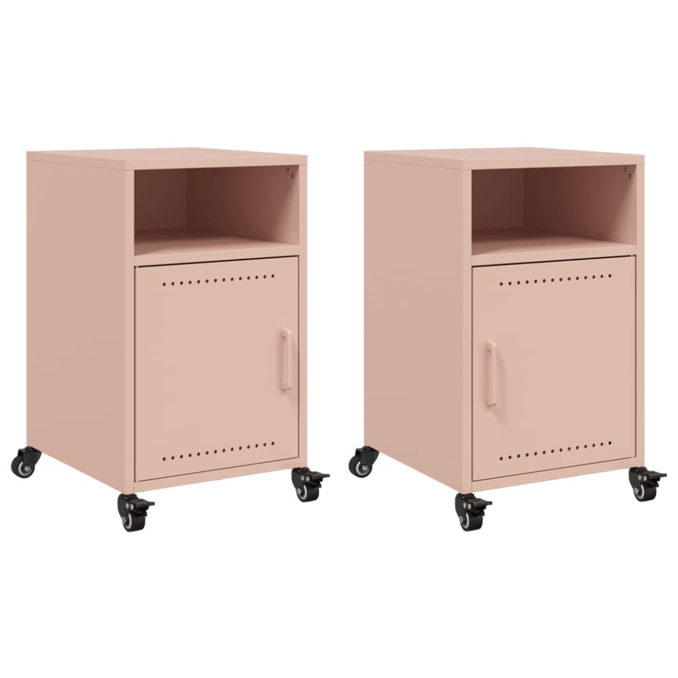 vidaXL Bedside Cabinets Nightstand Bed Table Bed Cabinet 2 pcs Pink Steel