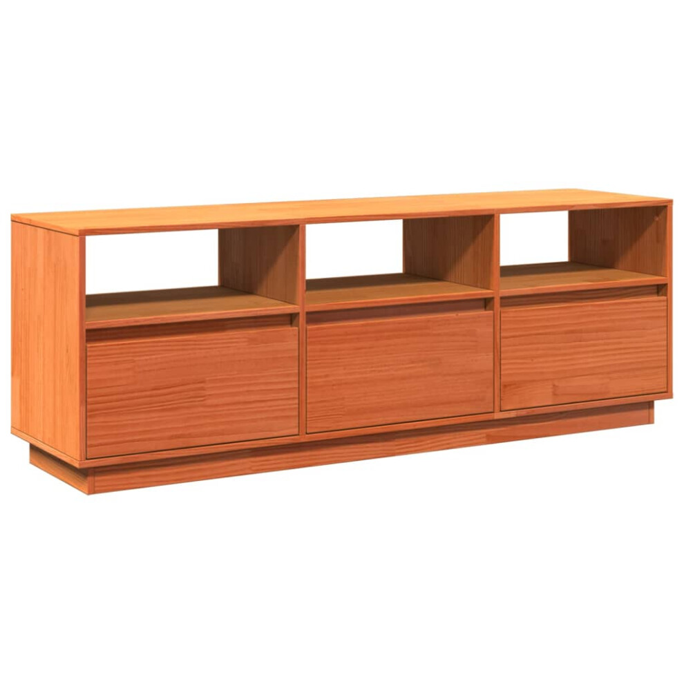 vidaXL TV Cabinet TV Stand TV Unit Media Cabinet Wax Brown Solid Wood Pine