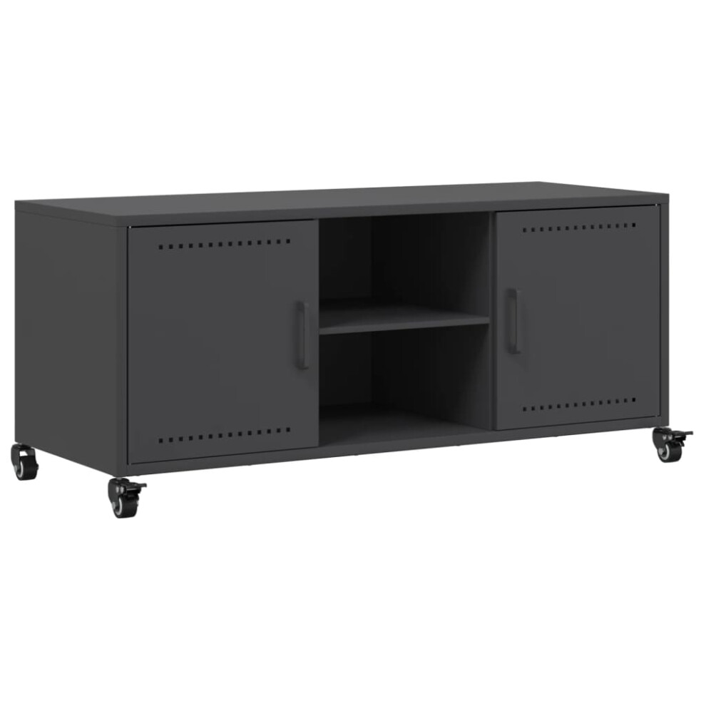 vidaXL TV Cabinet TV Stand TV Unit Media HiFi Cabinet Black Cold-rolled Steel