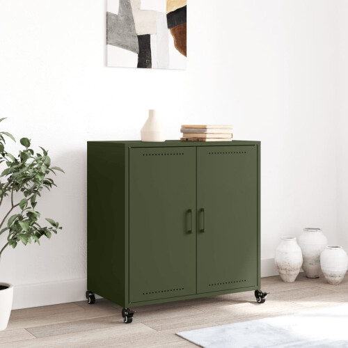 VidaXL vidaXL Sideboard Storage Cupboard Side Cabinet Highboard Olive Green Steel 2