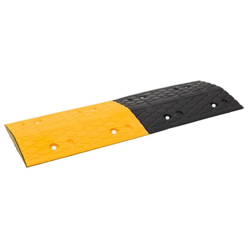 vidaXL Speed Hump Yellow and Black 97x32.5x4 cm Rubber Traffic Calming Bump