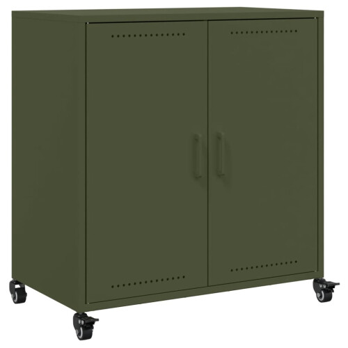 VidaXL vidaXL Sideboard Storage Cupboard Side Cabinet Highboard Olive Green Steel