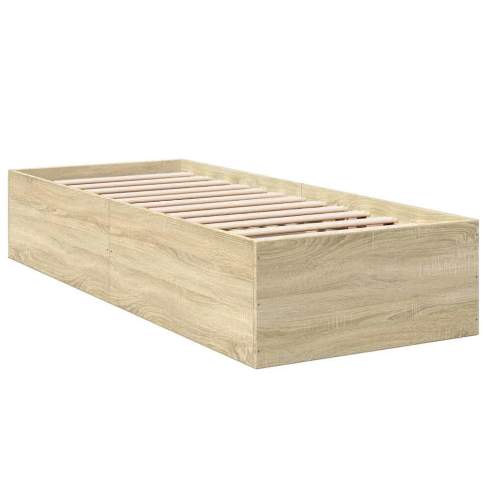 (sonoma oak, 75 x 190 cm/ 35 cm) vidaXL Bed Frame Bed Base Sonoma Oak 75x190 cm Small Single Engineered Wood