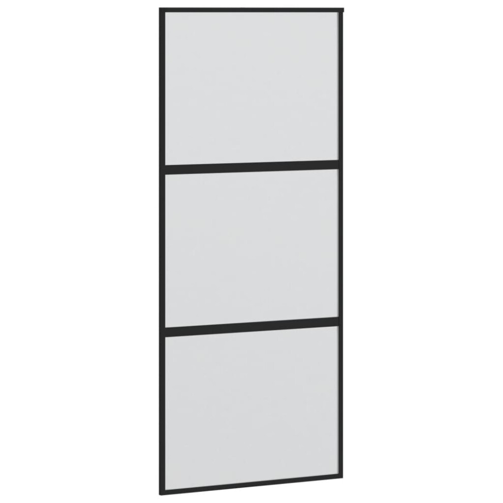 Vidaxl Sliding Door Interior Barn Door Black Tempered Glass And Aluminium