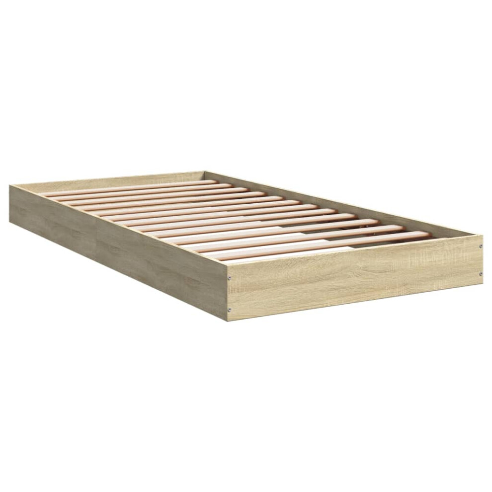 (sonoma oak, 100 x 200 cm/ 17 cm) vidaXL Bed Frame Bed Base Sonoma Oak 75x190 cm Small Single Engineered Wood