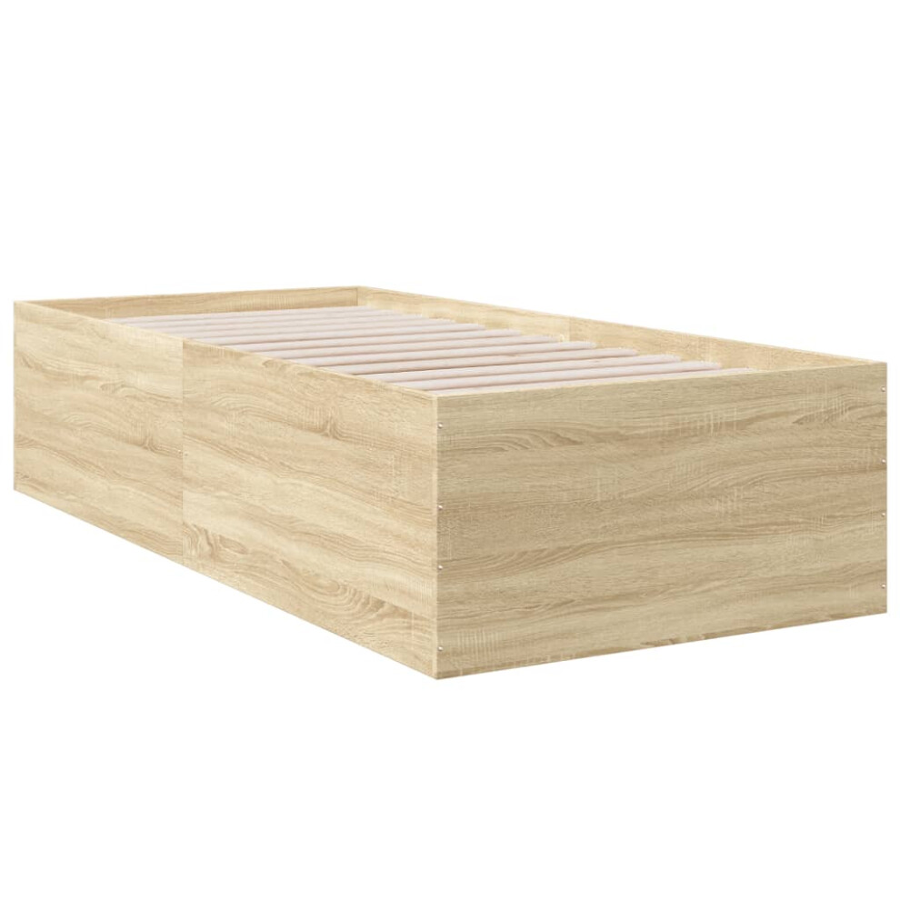 (sonoma oak, 75 x 190 cm/ 45 cm) vidaXL Bed Frame Bed Base Sonoma Oak 75x190 cm Small Single Engineered Wood