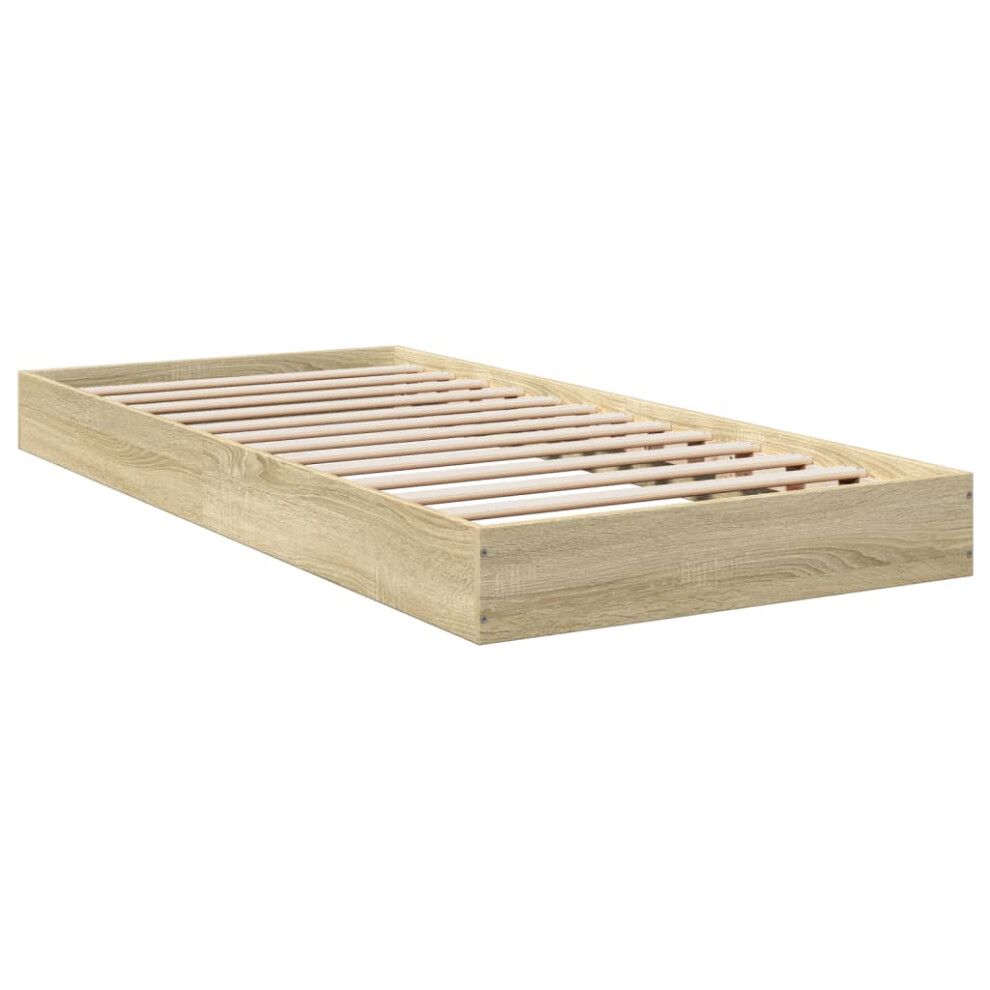 (sonoma oak, 75 x 190 cm/ 17 cm) vidaXL Bed Frame Bed Base Sonoma Oak 75x190 cm Small Single Engineered Wood