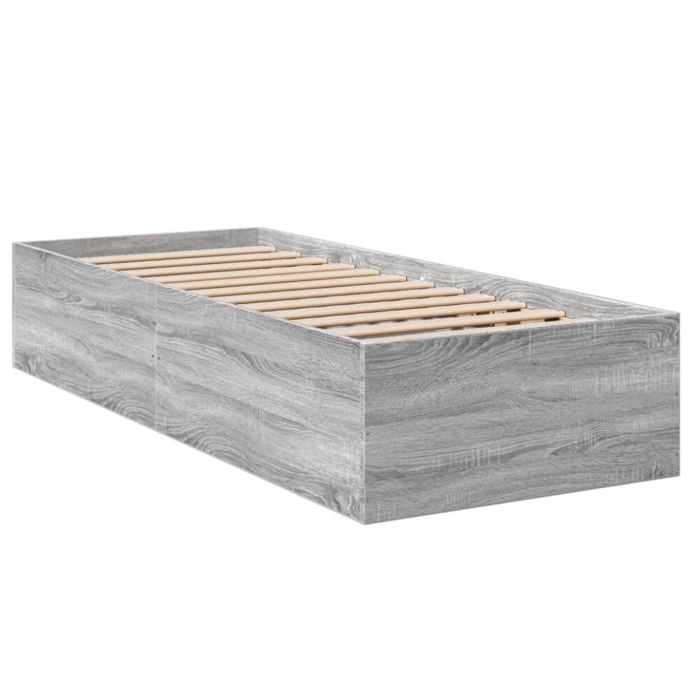 (grey sonoma, 90 x 200 cm/ 35 cm) vidaXL Bed Frame Bed Base Sonoma Oak 75x190 cm Small Single Engineered Wood