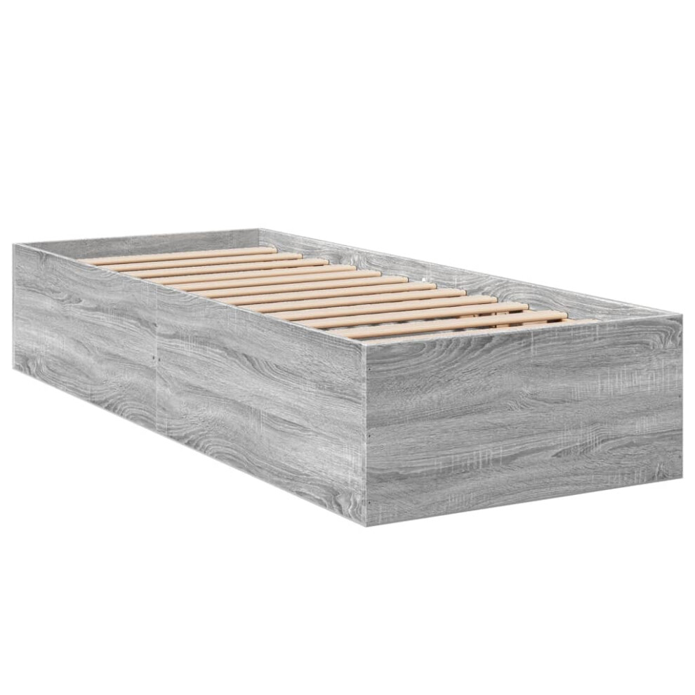 (grey sonoma, 90 x 190 cm/ 35 cm) vidaXL Bed Frame Bed Base Sonoma Oak 75x190 cm Small Single Engineered Wood