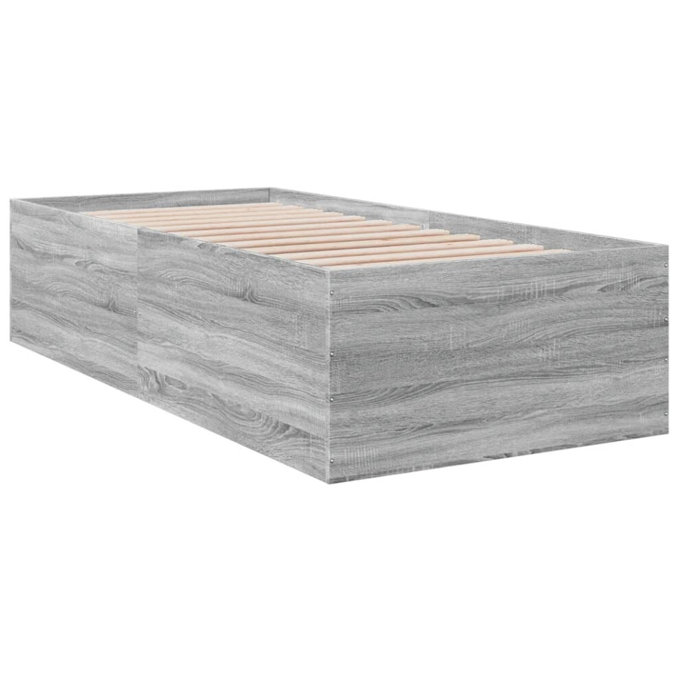 (grey sonoma, 100 x 200 cm/ 45 cm) vidaXL Bed Frame Bed Base Sonoma Oak 75x190 cm Small Single Engineered Wood