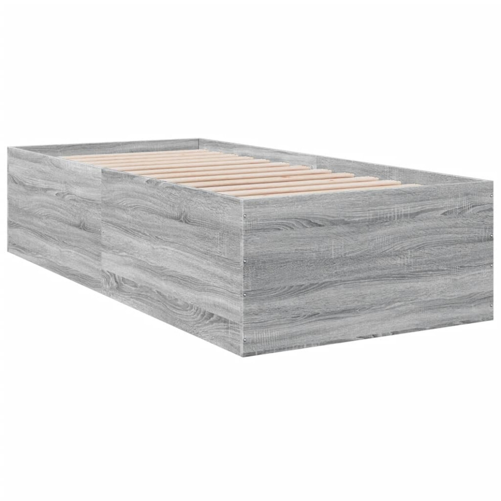 (grey sonoma, 90 x 200 cm/ 45 cm) vidaXL Bed Frame Bed Base Sonoma Oak 75x190 cm Small Single Engineered Wood