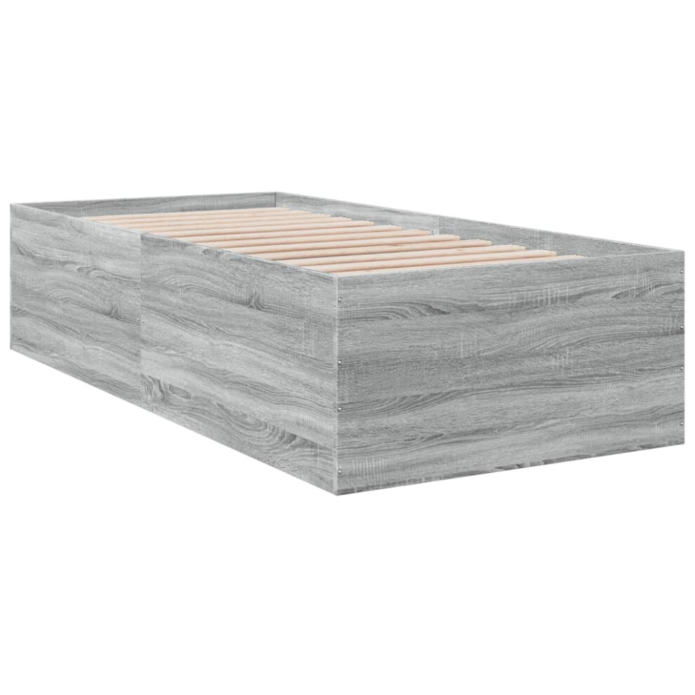 (grey sonoma, 75 x 190 cm/ 45 cm) vidaXL Bed Frame Bed Base Sonoma Oak 75x190 cm Small Single Engineered Wood