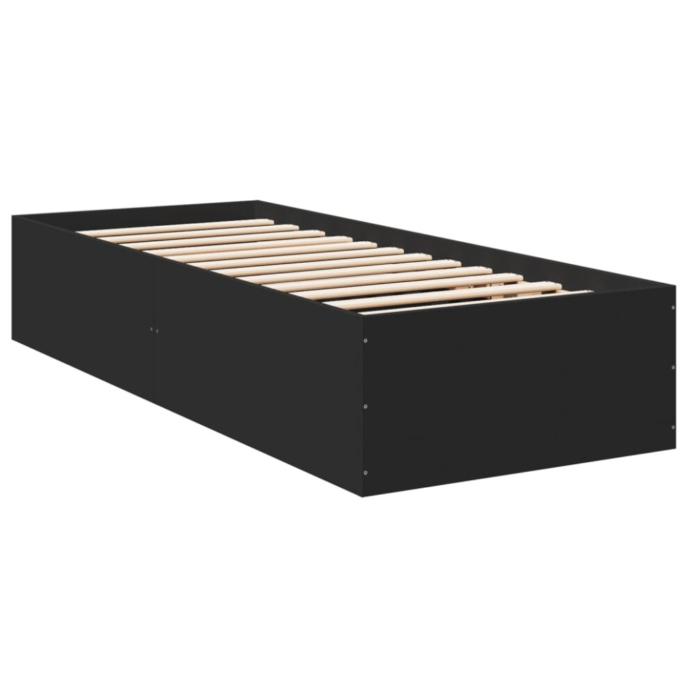 (black, 90 x 200 cm/ 35 cm) vidaXL Bed Frame Bed Base Sonoma Oak 75x190 cm Small Single Engineered Wood