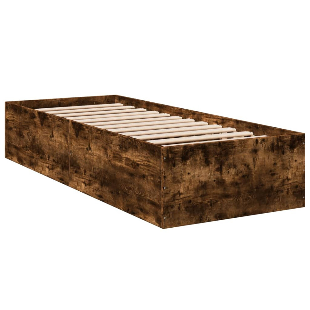 (smoked oak, 90 x 200 cm/ 35 cm) vidaXL Bed Frame Bed Base Sonoma Oak 75x190 cm Small Single Engineered Wood