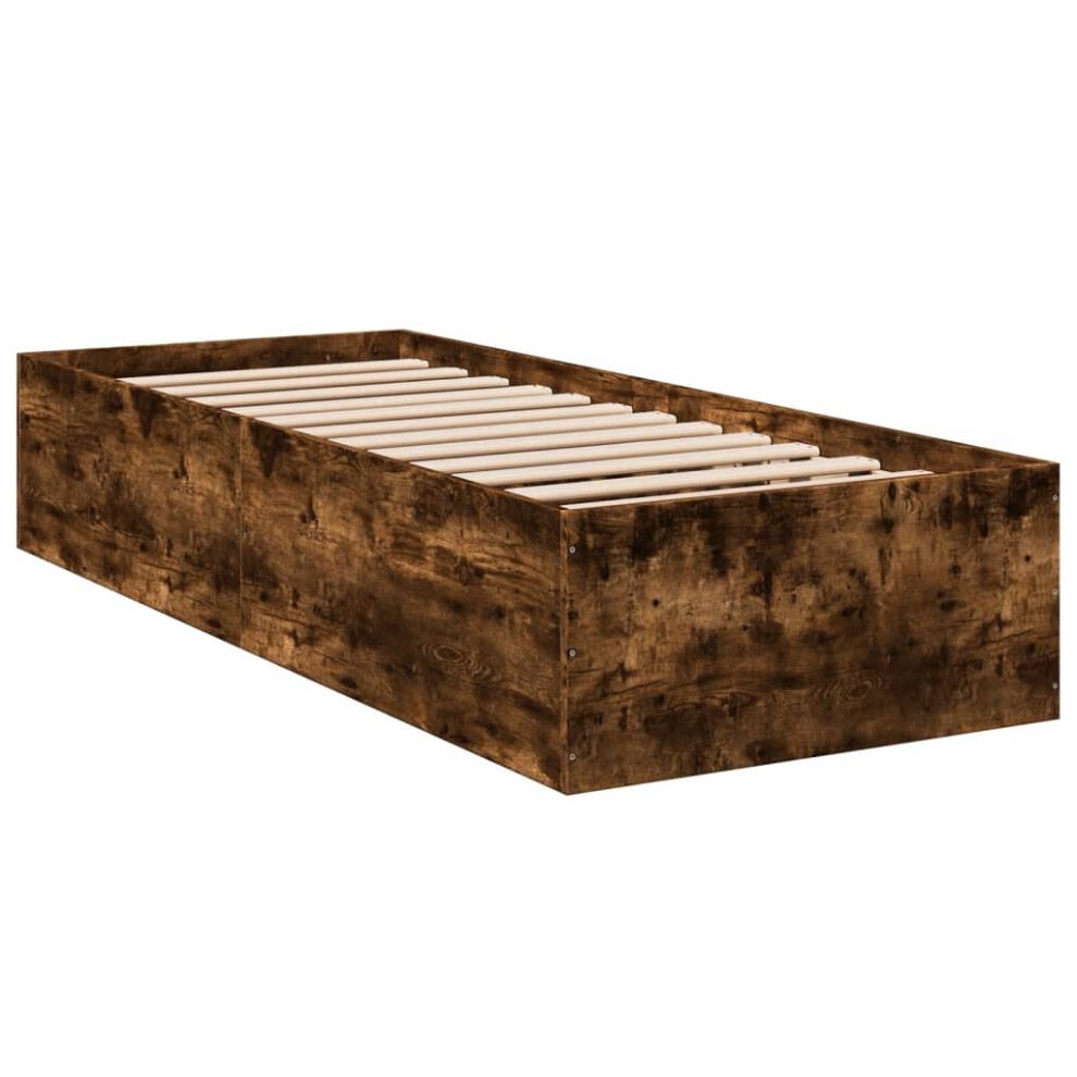 Vidaxl (Smoked Oak, 100 X 200 Cm/ 35 Cm) Bed Frame Bed Base Sonoma Oak 75X190 Cm Small Single Engineered Wood