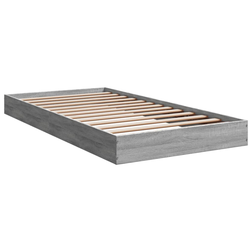 (grey sonoma, 100 x 200 cm/ 17 cm) vidaXL Bed Frame Bed Base Sonoma Oak 75x190 cm Small Single Engineered Wood