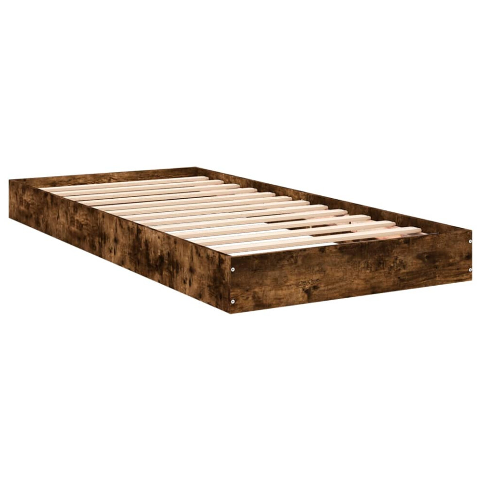 (smoked oak, 90 x 200 cm/ 17 cm) vidaXL Bed Frame Bed Base Sonoma Oak 75x190 cm Small Single Engineered Wood