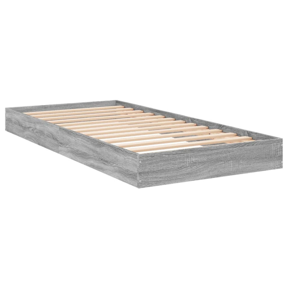 (grey sonoma, 90 x 200 cm/ 17 cm) vidaXL Bed Frame Bed Base Sonoma Oak 75x190 cm Small Single Engineered Wood