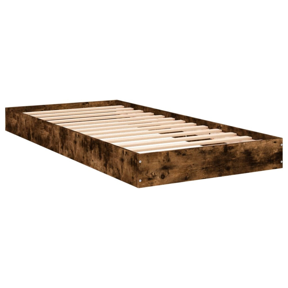 (smoked oak, 75 x 190 cm/ 17 cm) vidaXL Bed Frame Bed Base Sonoma Oak 75x190 cm Small Single Engineered Wood