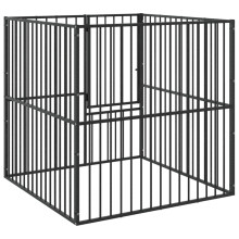 vidaXL Dog Playpen 4 Panel Dog Kennel Pet Dog Crate Black Galvanised Steel