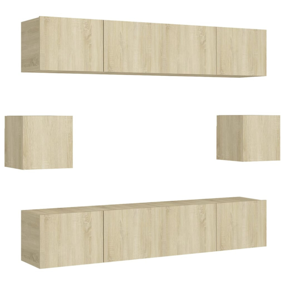 Vidaxl Tv Cabinet Set 6 Piece Sonoma Oak Engineered Wood Furniture Tv Stand