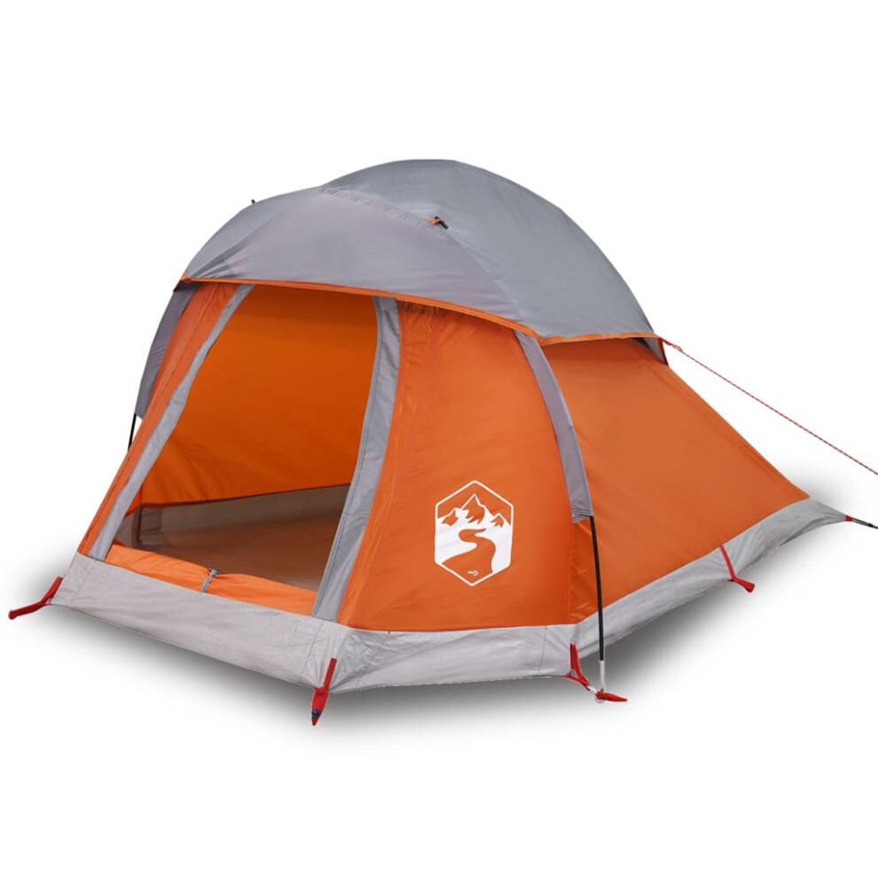 vidaXL Camping Tent Dome 1-Person Lightweight Tent Grey and Orange Waterproof