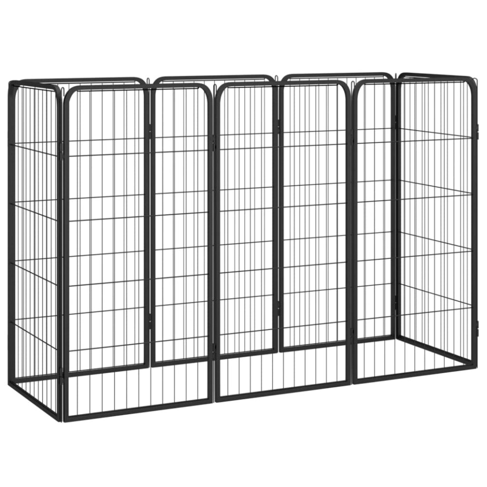 vidaXL 8-Panel Dog Playpen Black 50x100 cm Powder-coated Steel Dog Kennel