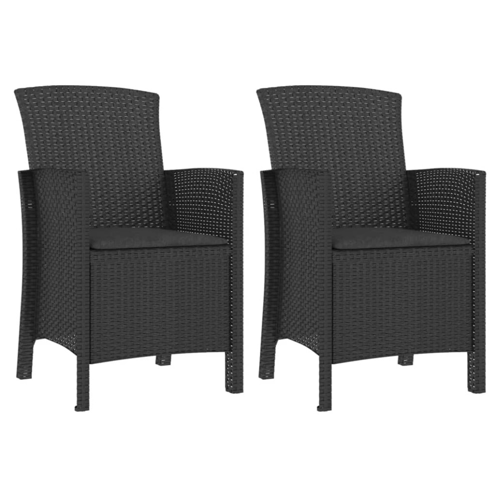 vidaXL Garden Chairs 2 pcs with Cushions Outdoor Chair PP Rattan Graphite