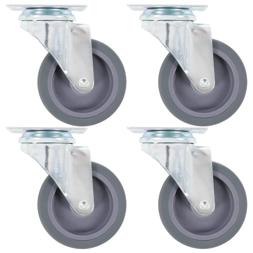 Vidaxl 4X Swivel Casters 75Mm Rubber Furniture Drawer Box Bed Trolley Wheel