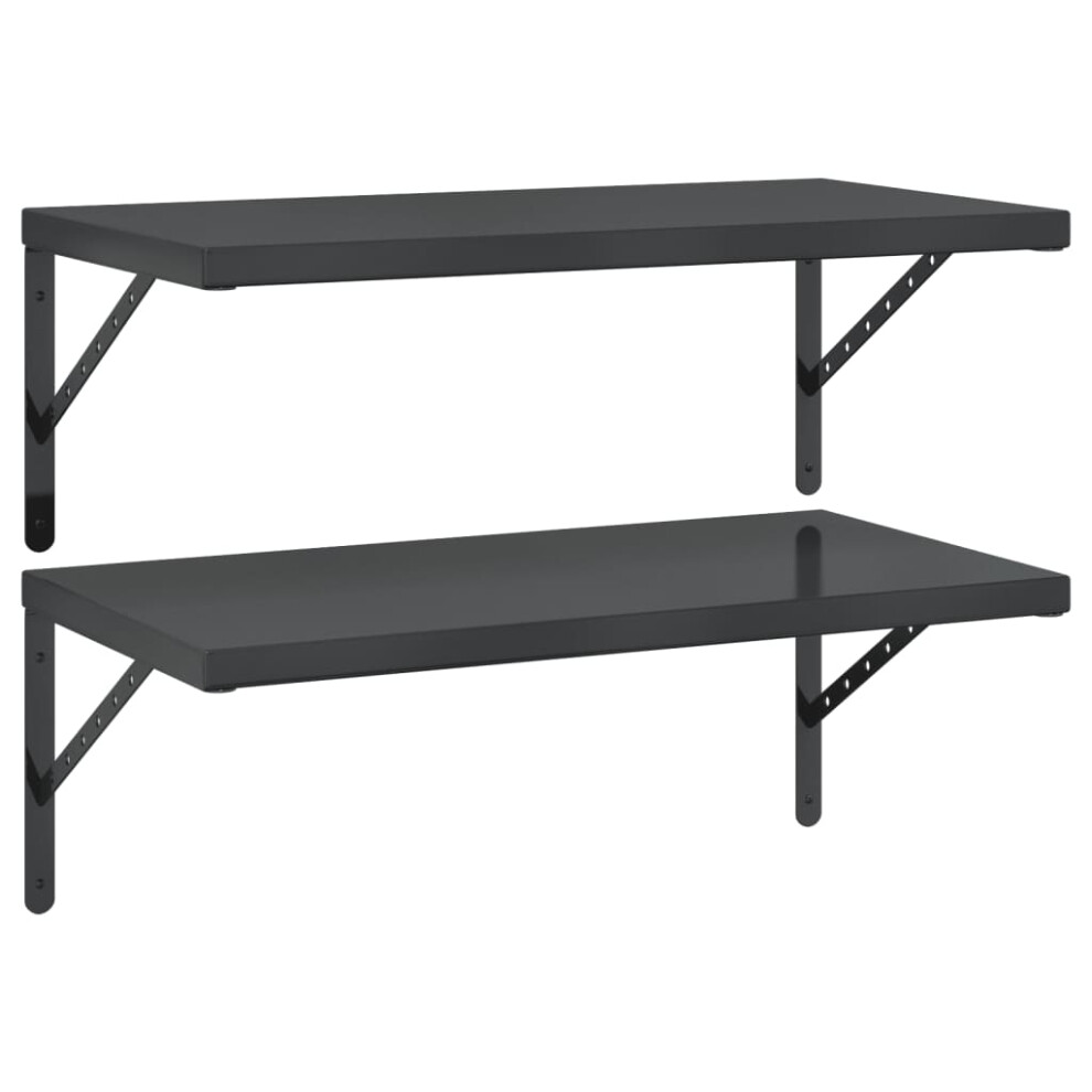 vidaXL Wall Shelves Floating Shelf Storage Shelf 2 pcs Black Stainless Steel