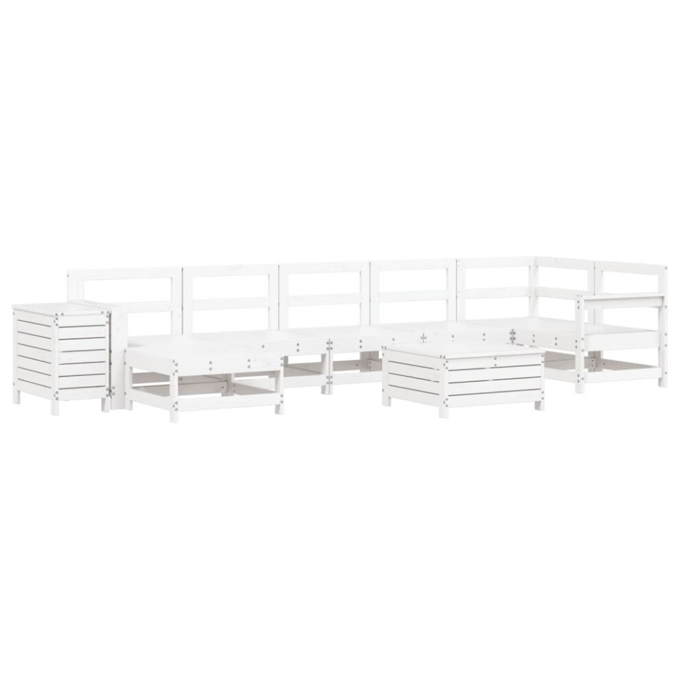 vidaXL Garden Sofa Set 9 Piece Outdoor Sofa Corner Sofa White Solid Wood Pine