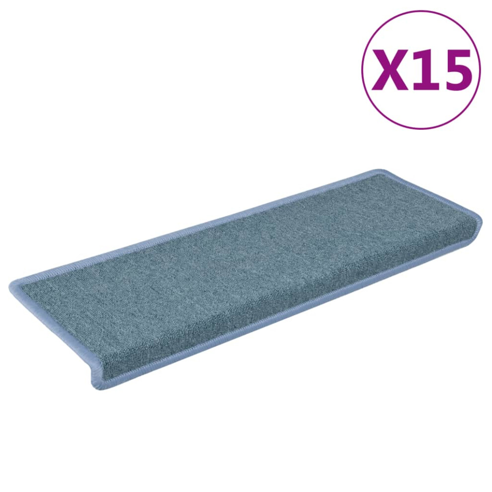 vidaXL Carpet Stair Treads Stair Mat Stair Step Protector Rug 15 pcs Blue