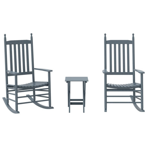 VidaXL vidaXL Rocking Chairs 2pcs with Foldable Table Chair Grey Solid Wood Poplar 1