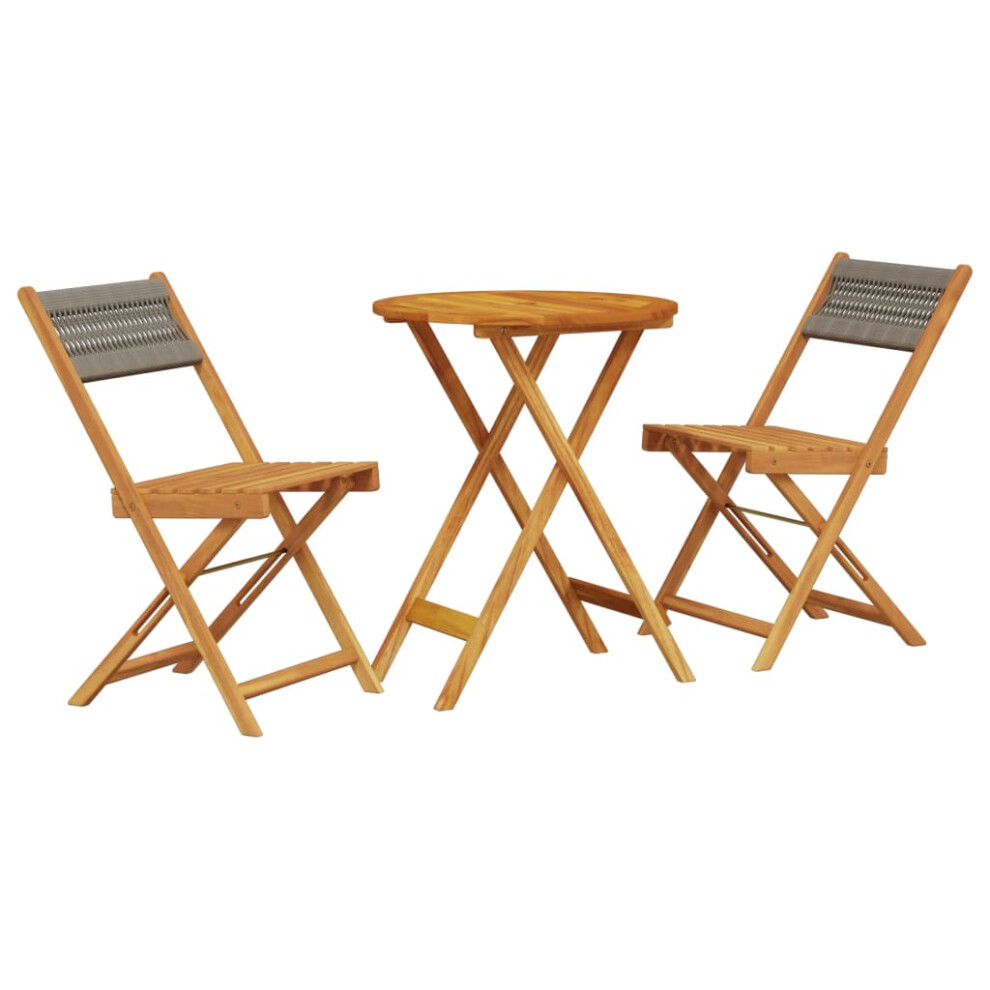 Vidaxl Bistro Set 3 Piece Outdoor Bar Set Grey Polypropylene And Solid Wood