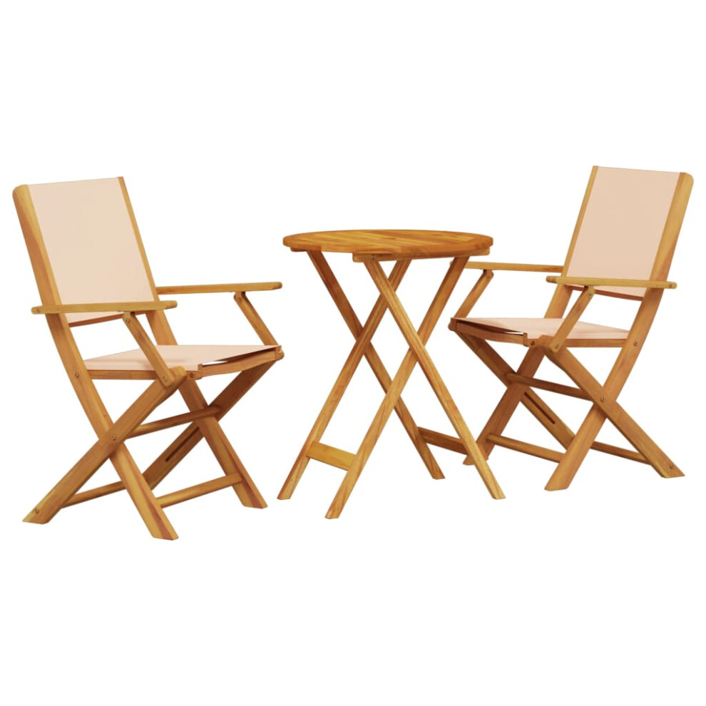 vidaXL Bistro Set 3 Piece Bar Set Balcony set Beige Fabric and Solid Wood