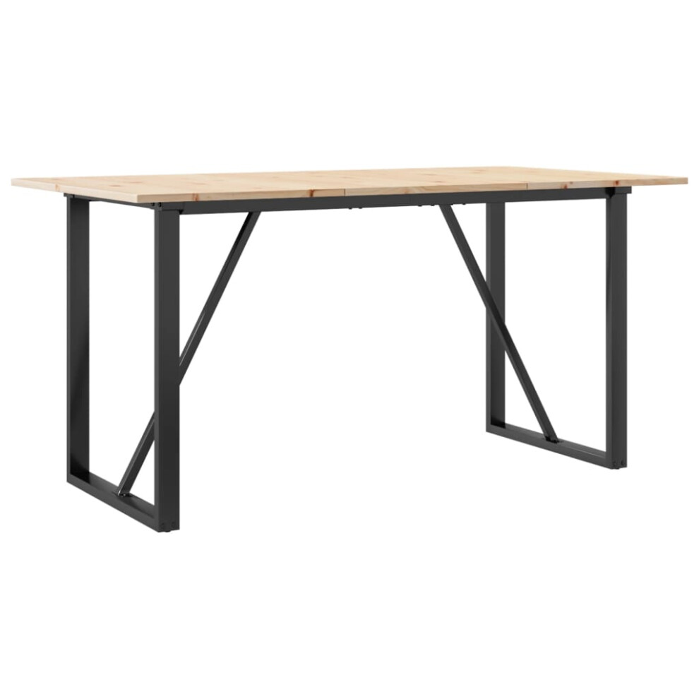 Vidaxl Dining Table Kitchen Dinner Table O-Frame Solid Wood Pine And Steel