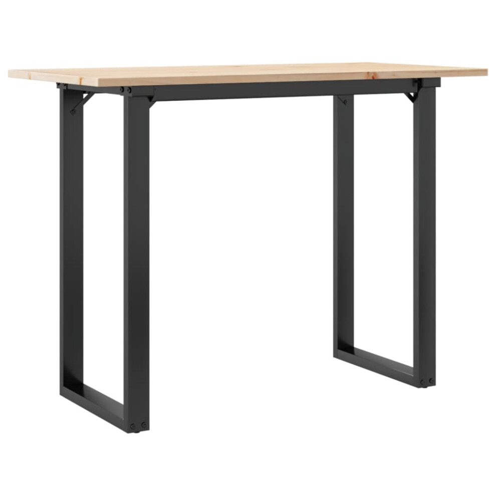 Vidaxl Dining Table Kitchen Dinner Table O-Frame Solid Wood Pine And Steel