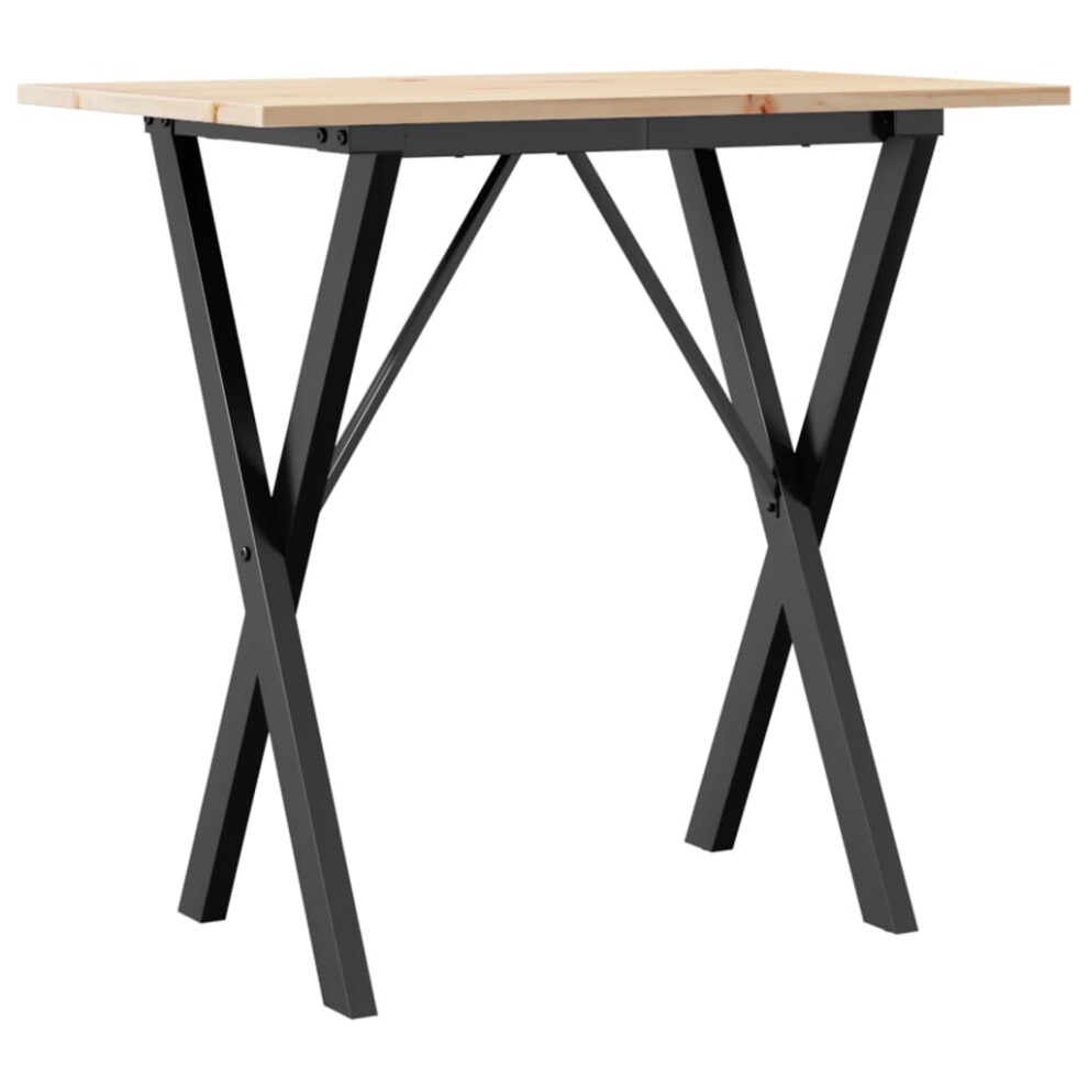 Vidaxl Dining Table Kitchen Dinner Table X-Frame Solid Wood Pine And Steel