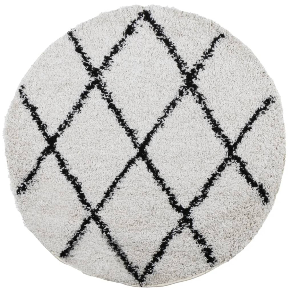 (cream and black, 80 cm) vidaXL Shaggy Rug Floor Mat Fluffy Rug Area Rug PAMPLONA High Pile Modern