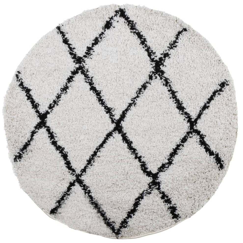 Vidaxl (Cream And Black, 280 Cm) Shaggy Rug Floor Mat Fluffy Rug Area Rug Pamplona High Pile Modern