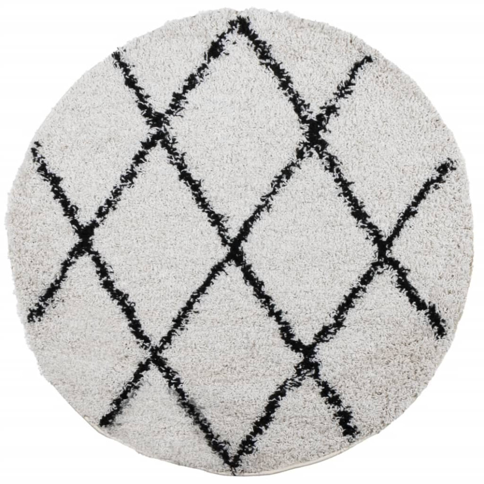 (cream and black, 200 cm) vidaXL Shaggy Rug Floor Mat Fluffy Rug Area Rug PAMPLONA High Pile Modern