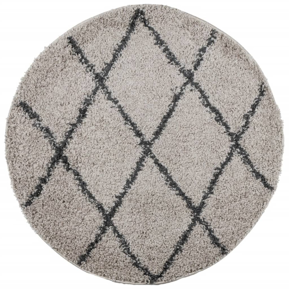 Vidaxl (Beige And Anthracite, 100 Cm) Shaggy Rug Floor Mat Fluffy Rug Area Rug Pamplona High Pile Modern