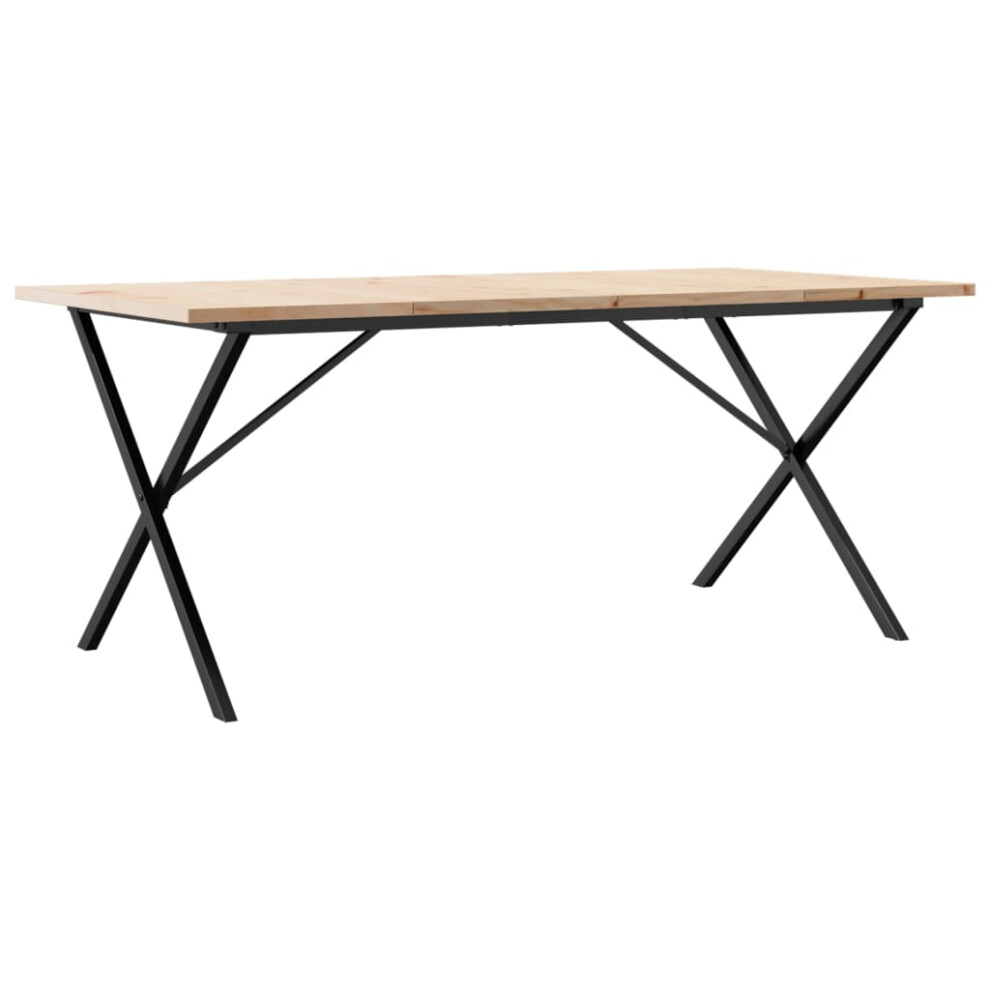 VIDAXL Dining Table with X-Frame Design 180x90x75.5 cm Solid Pine Wood and Steel - Image 2