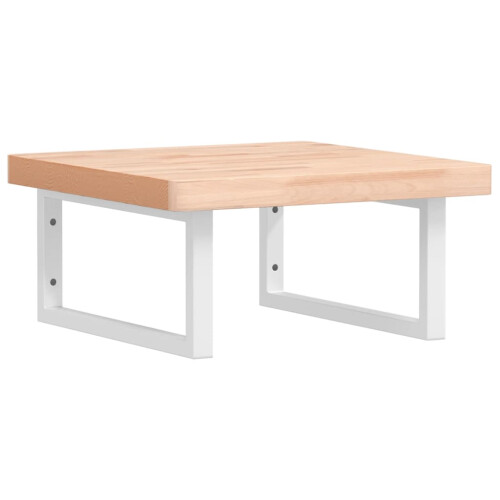 VidaXL vidaXL Basin Shelf Wall Mounted Bathroom Countertop Steel and Solid Wood Beech 1