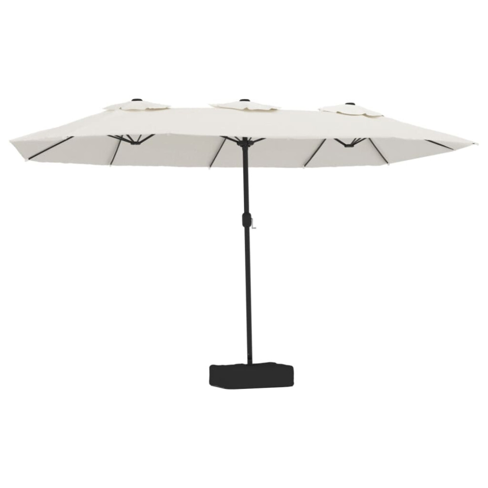 Vidaxl Double-Head Garden Parasol With Leds Canopy Outdoor Umbrella Sand White