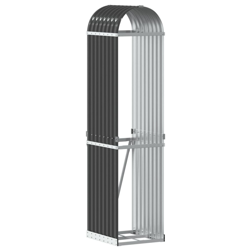 vidaXL Log Holder Firewood Rack Log Wood Storage Anthracite Galvanised Steel