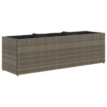 vidaXL Garden Planter with 3 Pots Flower Pot Planter Pot Grey Poly Rattan