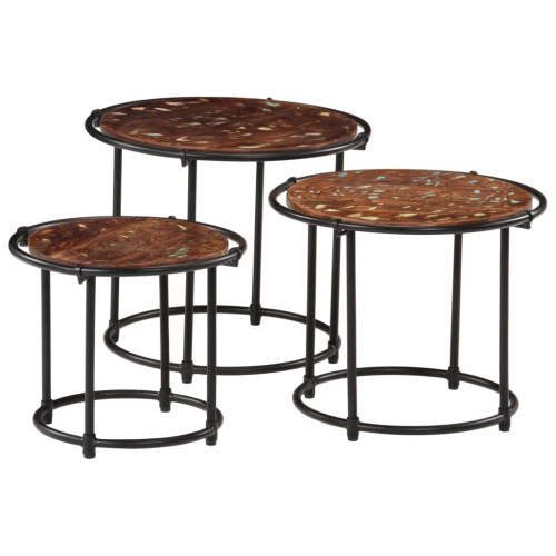 VidaXL vidaXL Nesting Tables Hall Side Table Coffee Table 3 pcs Solid Wood Reclaimed 1