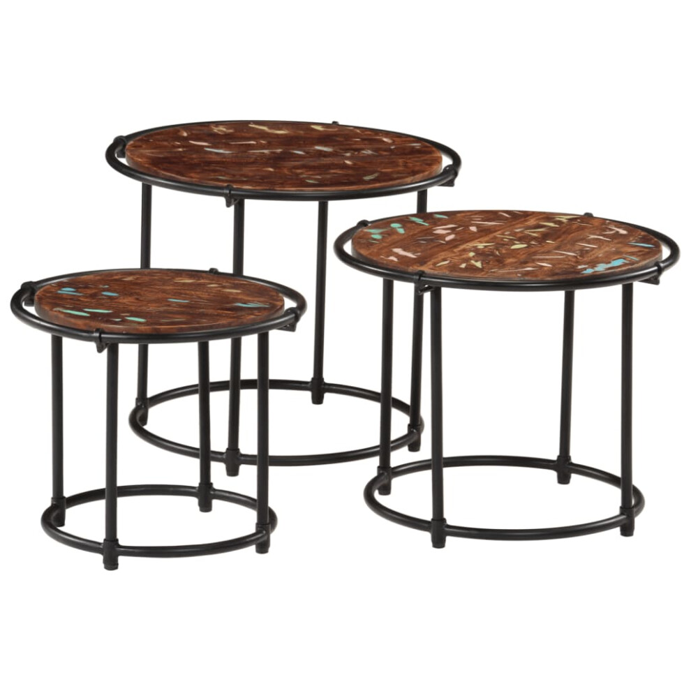 Vidaxl Nesting Tables Hall Side Table Coffee Table 3 Pcs Solid Wood Reclaimed Brown